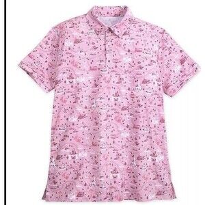 Disney Parks Park Life Polo Shirt-Size 2XL-Attractions-Rides-Icons-Pink